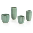 Wazon ceramiczny na donicę ARINA ze żłobieniami - ∅ 13 x 25 cm - zielony 3