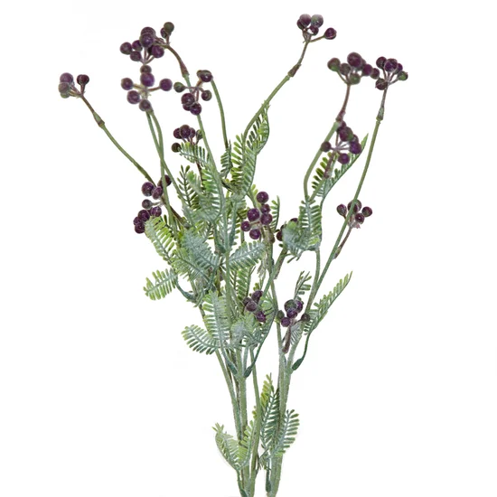 GAŁĄZKA OZDOBNA Z DROBNYMI KULECZKAMI, kwiat sztuczny dekoracyjny - 57 cm - fioletowy
