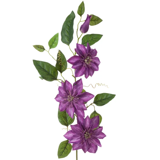 POWOJNIK CLEMATIS  sztuczny kwiat dekoracyjny z płatkami z jedwabistej tkaniny - 85 cm - fioletowy