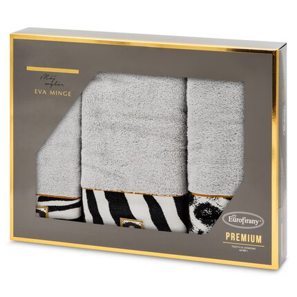 EVA MINGE Komplet ręczników EVA w eleganckim opakowaniu, idealne na prezent 46 x 36 x 7 cm srebrny,czarny