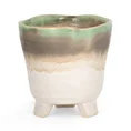 Osłonka ceramiczna na donicę KATIA w stylu boho z cieniowaniem - ∅ 15 x 15 cm - kremowy 2