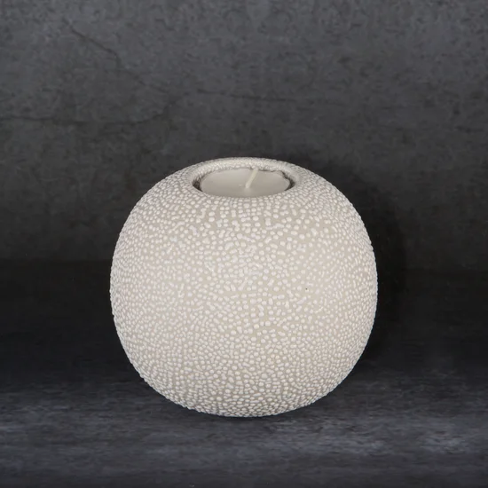 Świecznik ceramiczny RISO z efektem rosy - ∅ 11 x 10 cm - kremowy