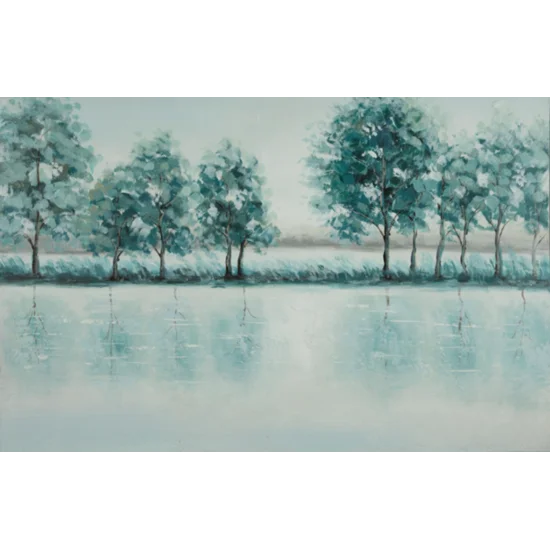 Obraz  IDYLLA ręcznie malowany na płótnie - 90 x 60 cm - błękitny