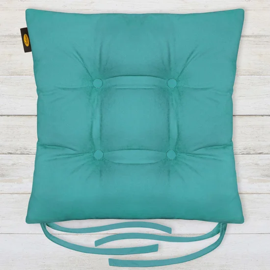 ADORE dwustronna welurowa poduszka siedziskowa na krzesło z czterema pikowaniami, gramatura 195 g/m2 - 40 x 40 x 8 cm - turkusowy
