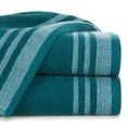 Ręcznik MERY bawełniany zdobiony bordiurą w subtelne pasy - 70 x 140 cm - ciemnoturkusowy 1