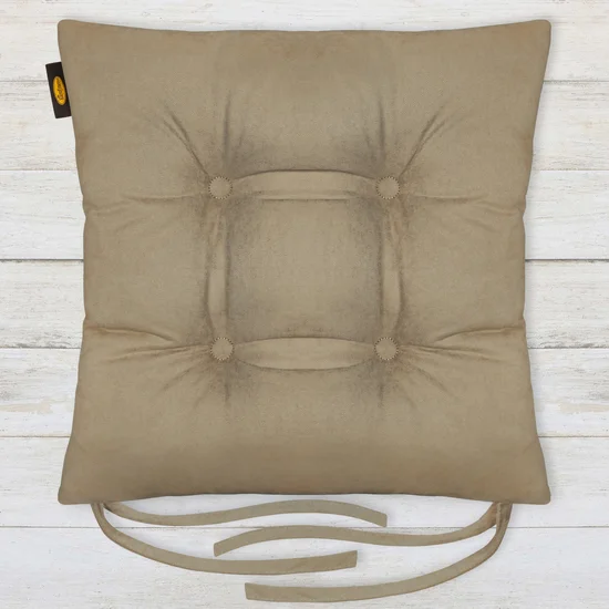 ADORE dwustronna welurowa poduszka siedziskowa na krzesło z czterema pikowaniami, gramatura 195 g/m2 - 40 x 40 x 8 cm - ciemnobeżowy