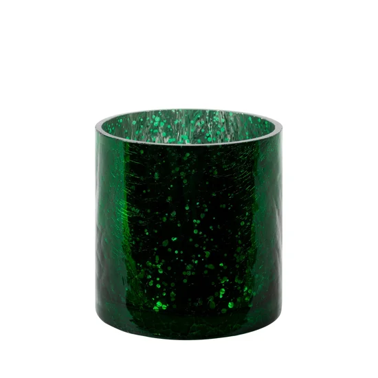 Świecznik VERRE ze szkła artystycznego z marmurkową fakturą - ∅ 10 x 10 cm - zielony