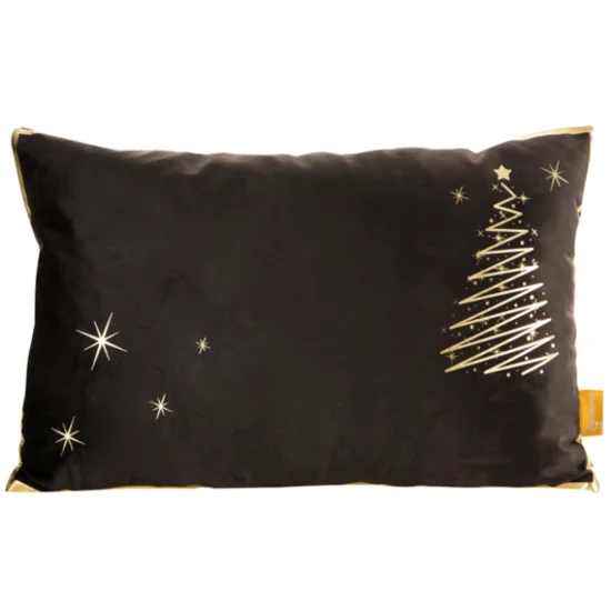 Poszewka EVE z miękkiego welwetu ze świątecznym motywem, dwustronna - 30 x 50 cm - czarny