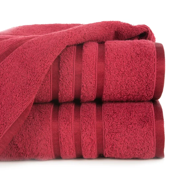 Ręcznik z elegancką bordiurą w lśniące pasy - 30 x 50 cm - czerwony