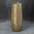 Wazon ceramiczny SELMA z wytłaczanym wzorem brązowo-złoty - ∅ 12 x 28 cm - brązowy 1