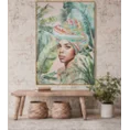 Obraz ETNO 4 ręcznie malowany na płótnie egzotyczny portret kobiety, w brązowej ramie - 70 x 100 cm - zielony 3