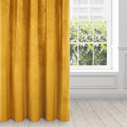 DIVA LINE Zasłona RIA z miękkiego welwetu o aksamitnej strukturze, gramatura 300 g/m2 140 x 270 cm musztardowy taśma/tunel/żabki