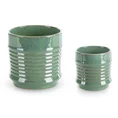 Donica ceramiczna SAMI minimalistyczna, o kształcie walca ze żłobieniami - ∅ 17 x 17 cm - zielony 4