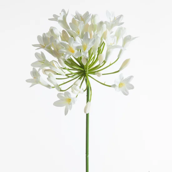 AGAPANT sztuczny kwiat dekoracyjny z płatkami z jedwabistej tkaniny - 76 cm - kremowy