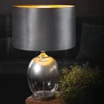 Lampa stołowa KELSI z transparentnego szkła z błyszczącym welwetowym abażurem - ∅ 40 x 70 cm - czarny 5