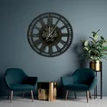 Dekoracyjny zegar ścienny w stylu industrialnym z metalu z ruchomymi kołami zębatymi - 90 x 8 x 90 cm - czarny 4