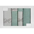 Komplet ręczników z fantazyjnym haftem w kartonowym opakowaniu - 53 x 37 x 11 cm - srebrny 1
