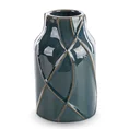 Wazon ceramiczny TEO z nowoczesnym wypukłym wzorem - ∅ 14 x 22 cm - turkusowy 2
