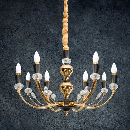 Zdjęcia - Żyrandol / lampa Lampa ośmioramienna MELBA z kryształami ∅ 71 x 120 cm złoty,transparentny