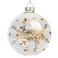Bombka choinkowa ręcznie zdobiona motywem śnieżynek dekorowana kryształkami - ∅ 8 cm - złoty 2