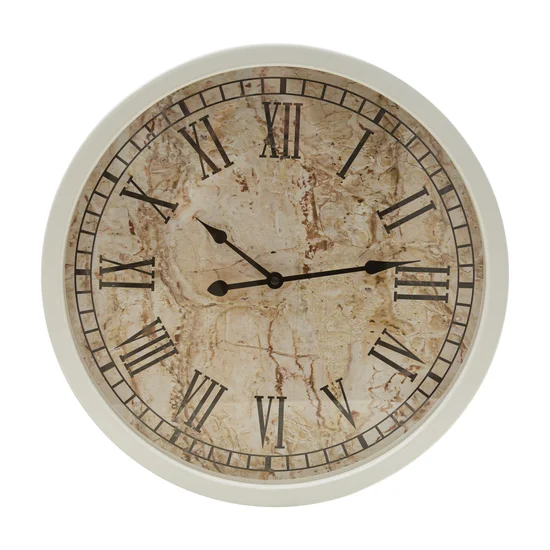 Dekoracyjny zegar ścienny z rzymskimi cyframi, styl retro, 40 cm średnicy - 40 x 7 x 40 cm - beżowy