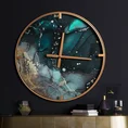 Dekoracyjny zegar ścienny w stylu nowoczesnym ze szkła i metalu - 60 x 5 x 60 cm - turkusowy 7