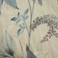 EUROFIRANY PREMIUM Miękki w dotyku koc bawełniano-akrylowy z motywem liści zakończony frędzlami - 150 x 200 cm - kremowy 5