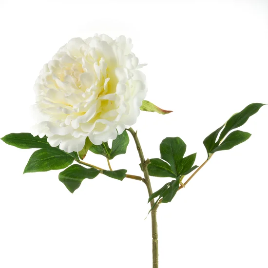 PIWONIA kwiat sztuczny dekoracyjny z płatkami z jedwabistej tkaniny - ∅ 18 x 78 cm - biały