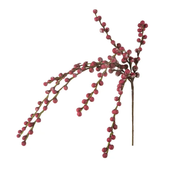 GAŁĄZKA OZDOBNA z pąkami, kwiat sztuczny dekoracyjny - dł. 84cm dł.z liśćmi 50cm - czerwony