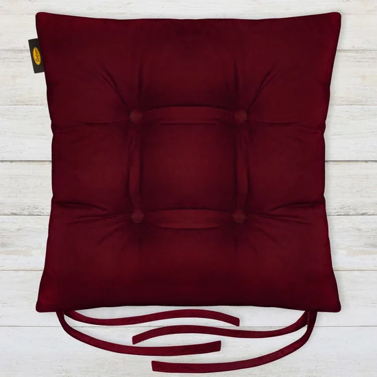 ADORE dwustronna welurowa poduszka siedziskowa na krzesło z czterema pikowaniami, gramatura 195 g/m2 - 40 x 40 x 8 cm - bordowy