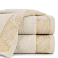 Ręcznik AGIS z żakardową bordiurą z motywem liści, ZERO TWIST - 30 x 50 cm - beżowy 1
