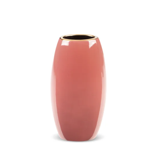 Wazon ceramiczny SIBEL gładki i nowoczesny design - 13 x 9 x 25 cm - ciemnoróżowy