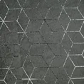 Zasłona ANDRE zaciemniająca typu blackout  zdobiona srebrnym, geometrycznym nadrukiem - 135 x 250 cm - stalowy 6