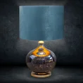 Lampa stołowa KATIE na szklanej podstawie z przecieranego szkła czarno-złota z welwetowym ciemno miętowym abażurem - ∅ 40 x 62 cm - ciemnomiętowy 1