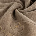 EVA MINGE Ręcznik GAJA z bawełny frotte z welwetową bordiurą i haftem z logo kolekcji - 30 x 50 cm - beżowy 5