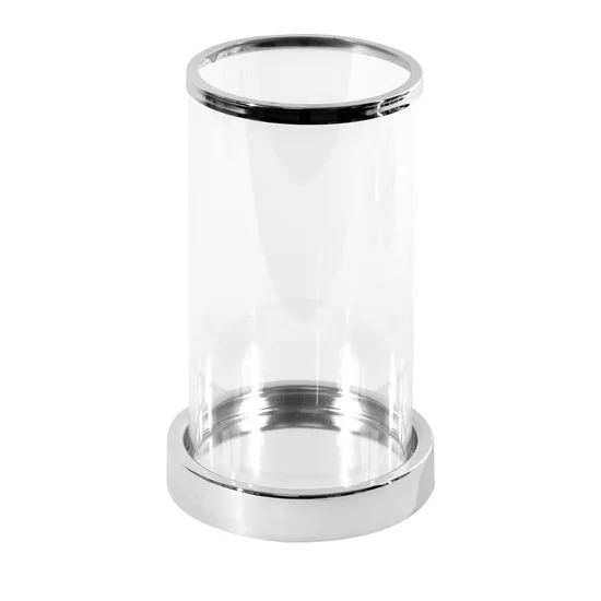 Świecznik dekoracyjny CLAIRE z metalu ze szklanym kloszem - ∅ 12 x 19 cm - srebrny
