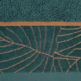LIMITED COLLECTION ręcznik LILI 2 z  miękkiej bawełny z welwetową bordiurą z wzorem liści GŁĘBIA ZIELENI - 70 x 140 cm - ciemnoturkusowy 2