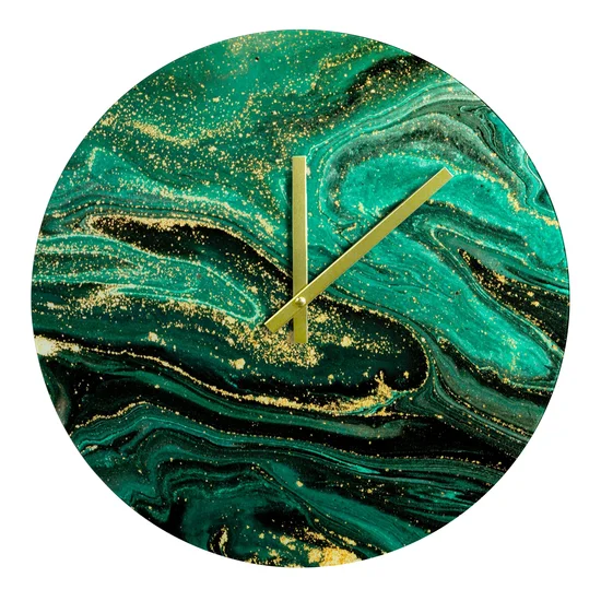 Dekoracyjny zegar ścienny w stylu nowoczesnym ze szklaną tarczą - 60 x 5 x 60 cm - wielokolorowy