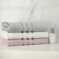 Ręcznik z elegancką bordiurą w lśniące pasy - 70 x 140 cm - stalowy 8