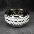 Misa ceramiczna zdobiona geometrycznym wzorem, biało-srebrna - ∅ 20 x 10 cm - biały 1