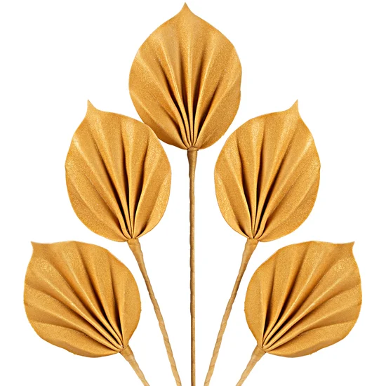 GAŁĄZKA OZDOBNA , liście z pianki dekoracyjnej - 76 cm - złoty