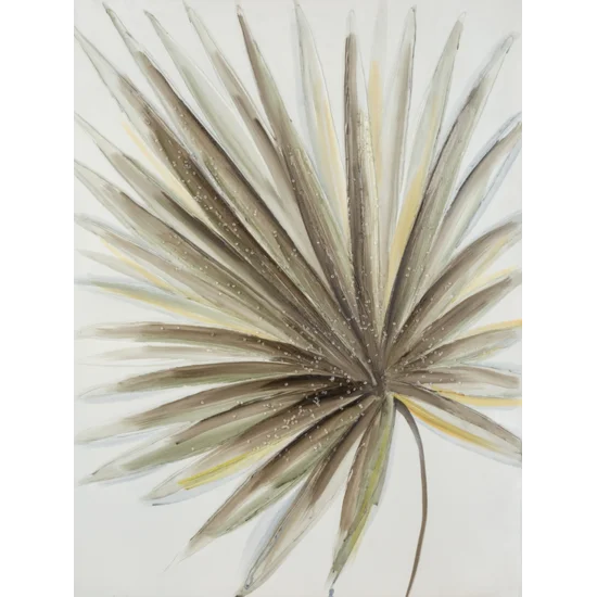 Obraz TREE 3 ręcznie malowany na płótnie liść palmowy - 60 x 80 cm - złoty