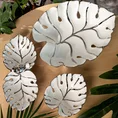 Patera ceramiczna MORISA w kształcie liścia monstery wykończona srebrnymi akcentami - 24 x 31 x 8 cm - biały 4