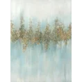 Obraz ABSTRACT  ręcznie malowany na płótnie, z drobnymi złotymi kamykami i brokatem - 60 x 80 cm - jasnoniebieski 1