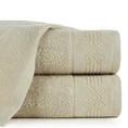 Ręcznik KAMELA bawełniany z bordiurą z geometrycznym ornamentem utkanym srebrną nicią - 50 x 90 cm - beżowy 1