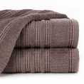 Ręcznik ROMEO z bawełny podkreślony bordiurą tkaną  w wypukłe paski - 70 x 140 cm - bordowy 1