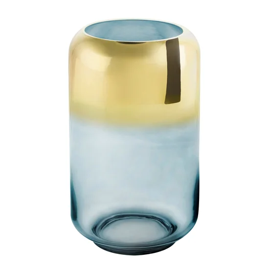 Wazon BETY z dwubarwnego szkła artystycznego granatowo-złoty - 15 x 12 x 25 cm - granatowy