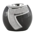 Świecznik ceramiczny NELDA z aplikacją z lśniącymi kryształkami na czarnej szkliwionej powierzchni - 12 x 10 x 10 cm - czarny 1