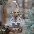 Figurka świąteczna RENIFER w zimowym stroju z miękkich tkanin - 26 x 17 x 59 cm - beżowy 2