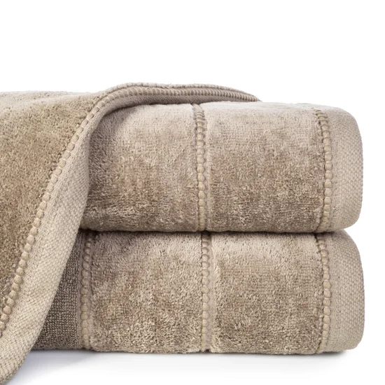 Ręcznik MARI z welurową bordiurą - 30 x 50 cm - brązowy